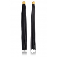 Long Tassel Leather Earrings in Gold